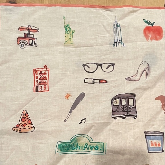 NWT J. Crew Pink White New York Theme Scarf 💯% cotton Preppy Feminine OS - Picture 3 of 7